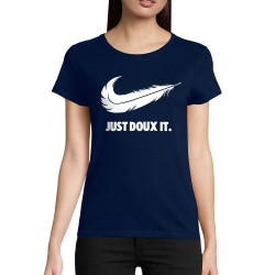 T-shirt femme coton bio bleu marine Just Doux It (Le Duc,Humour)
