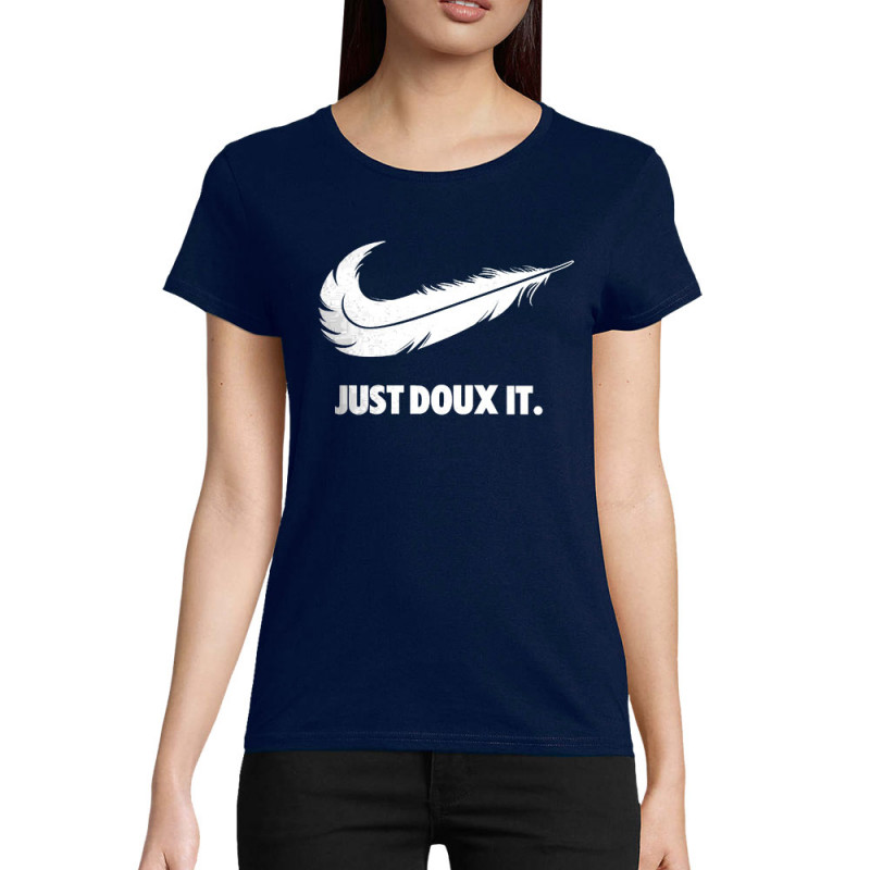 T-shirt femme coton bio bleu marine Just Doux It (Le Duc,Humour)