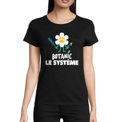 T-shirt femme coton bio noir Botanic le système (Alex Kidd,Humour,Slogans Débiles)