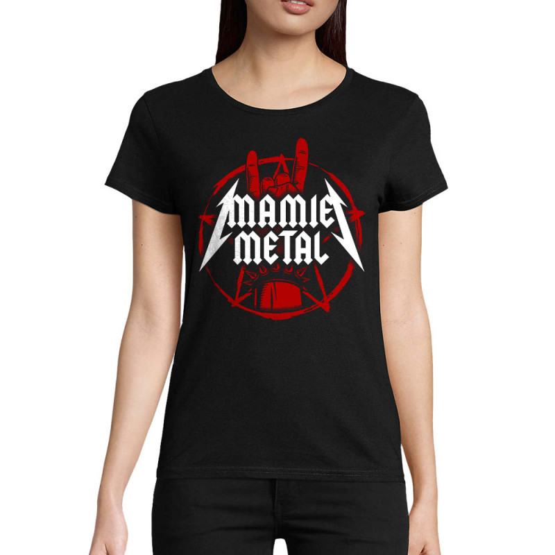T-shirt femme coton bio noir mamie Metal (Gondrax,Humour,Papa Maman Papy Mamie,Fête des mères)