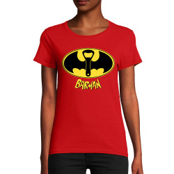 T-shirt femme coton bio rouge Barman (Gondrax,Alcool,Détournements)