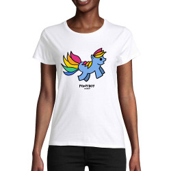 T-shirt femme coton bio blanc Pony Boy (Michel Gondry,Gondry©,Animaux)