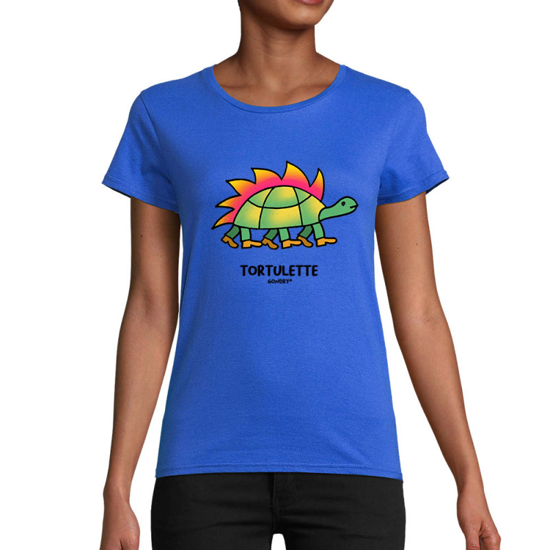 T-shirt femme coton bio bleu royal Tortulette (Michel Gondry,Gondry©,Animaux)