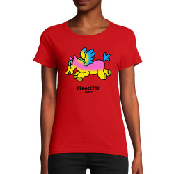 T-shirt femme coton bio rouge Pégazette (Michel Gondry,Gondry©,Animaux)