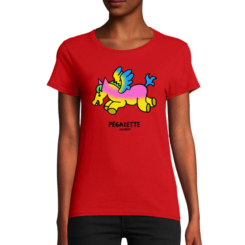 T-shirt femme coton bio rouge Pégazette (Michel Gondry,Gondry©,Animaux)