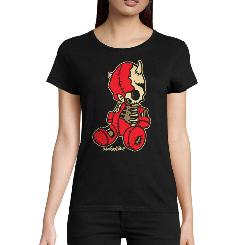 T-shirt femme coton bio noir Dead Puppet (Diabolik,Têtes de morts)