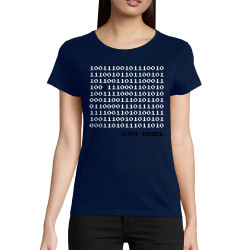 T-shirt femme coton bio bleu marine Stay Rebel Numbers (Jeux Vidéo / Geek)