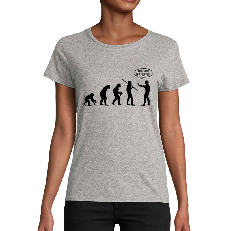 T-shirt femme coton bio gris chiné Evolution foirée (Gondrax,Slogans engagés,Evolution)