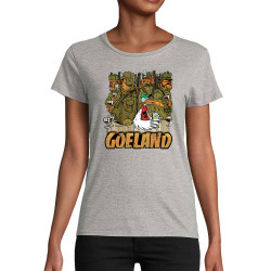 T-shirt femme coton bio gris chiné Goéland Chasseurs (Goéland,Animaux)