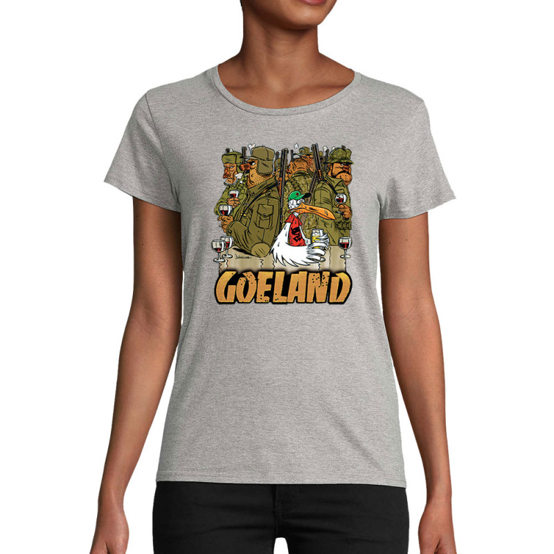 T-shirt femme coton bio gris chiné Goéland Chasseurs (Goéland,Animaux)