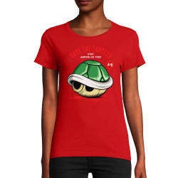 T-shirt femme coton bio rouge Save the turtles (Le Duc,Jeux Vidéo / Geek)