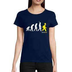 T-shirt femme coton bio bleu marine Evolution Homer Simpson (Gondrax,Films/Séries,Humour,Evolution)