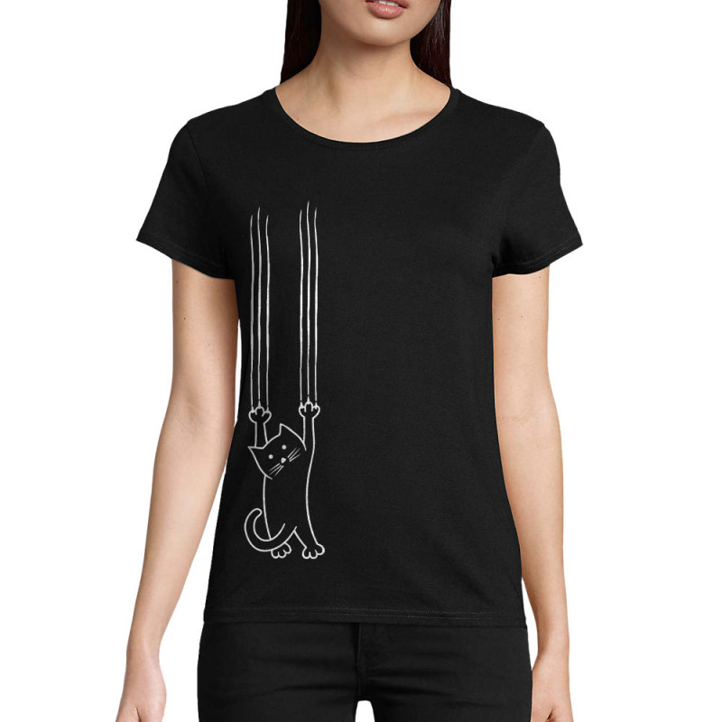 T-shirt femme coton bio noir Chat griffes (Gondrax,Animaux,Chats)
