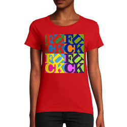 T-shirt femme coton bio rouge Fuck (Love) Warhol (Gondrax,Slogans Débiles,Musée)