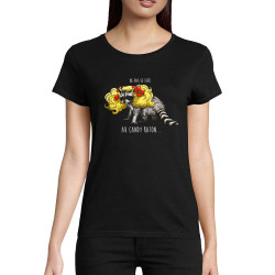 T-shirt femme coton bio noir Candy Raton (Mr Mouton,Animaux,Humour)