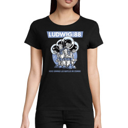 T-shirt femme coton bio noir Les Beatles du cosmos (Ludwig Von 88)