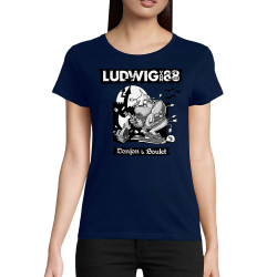 T-shirt femme coton bio bleu marine Donjon et boulet (Ludwig Von 88)