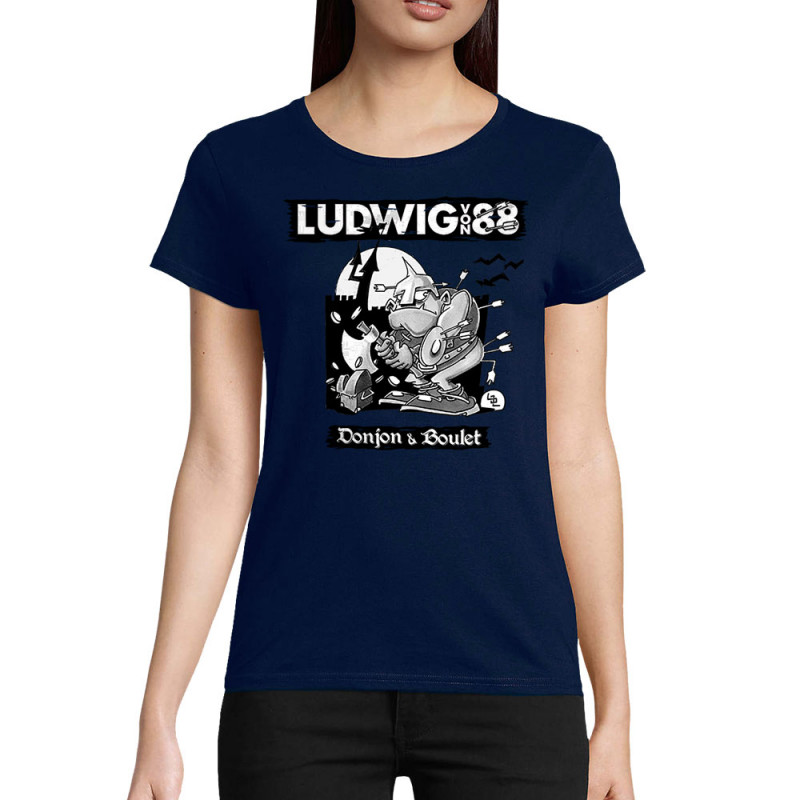 T-shirt femme coton bio bleu marine Donjon et boulet (Ludwig Von 88)