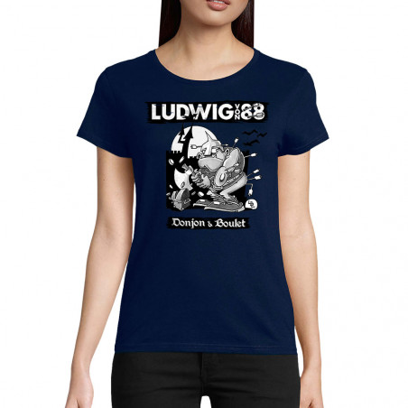 T-shirt femme coton bio bleu marine Donjon et boulet (Ludwig Von 88)
