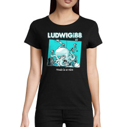 T-shirt femme coton bio noir Voisin Voisine - Music is so nice (Ludwig Von 88,Rock & Punk)