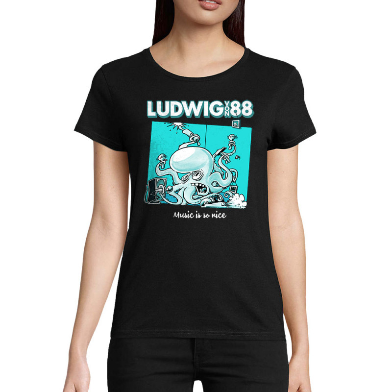 T-shirt femme coton bio noir Voisin Voisine - Music is so nice (Ludwig Von 88,Rock & Punk)