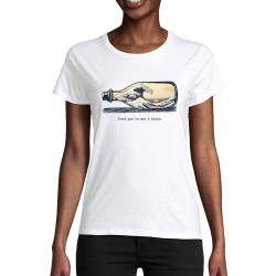 T-shirt femme coton bio blanc Pas la mer à boire Hokusaï (Gondrax,Hokusaï,Musée)