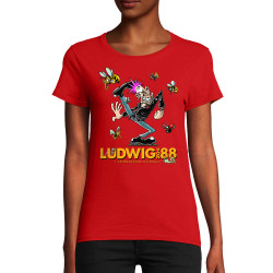 T-shirt femme coton bio rouge Le printemps du pogo 2 (Ludwig Von 88,Laul)