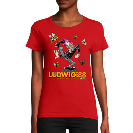 T-shirt femme coton bio rouge Le printemps du pogo 2 (Ludwig Von 88,Laul)