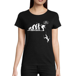 T-shirt femme coton bio noir la terre est vraiment plate (Gondrax,Evolution,Humour)