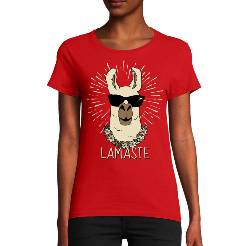 T-shirt femme coton bio rouge Lamaste (Animaux,Humour)
