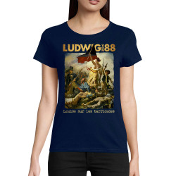 T-shirt femme coton bio bleu marine Louise sur les barricades (Ludwig Von 88,Rock & Punk)