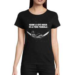 T-shirt femme coton bio noir Rejoins le côté obscur de la force tranquille (Gondrax,Films/Séries,Détournements,Star Wars)