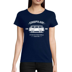T-shirt femme coton bio bleu marine Combipolaire (Baxt,Humour)