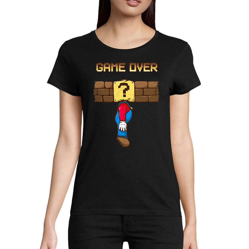 T-shirt femme coton bio noir Mario Game Over (Le Duc,Jeux Vidéo / Geek)