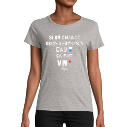 T-shirt femme coton bio gris chiné Miracle (Andy,Alcool)