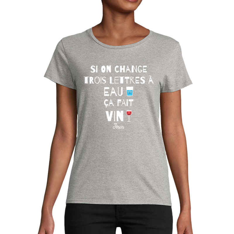 T-shirt femme coton bio gris chiné Miracle (Andy,Alcool)