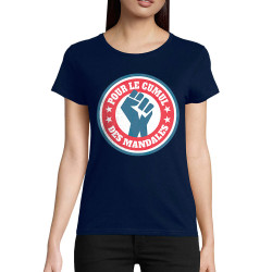 T-shirt femme coton bio bleu marine Le cumul des mandales (Andy,Humour,Slogans Débiles)
