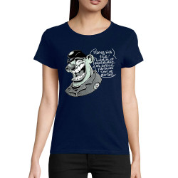 T-shirt femme coton bio bleu marine Marrez-vous (Laul)