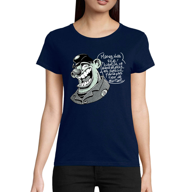 T-shirt femme coton bio bleu marine Marrez-vous (Laul)
