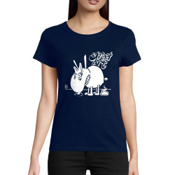 T-shirt femme coton bio bleu marine Street Art (Laul,Animaux,Humour)