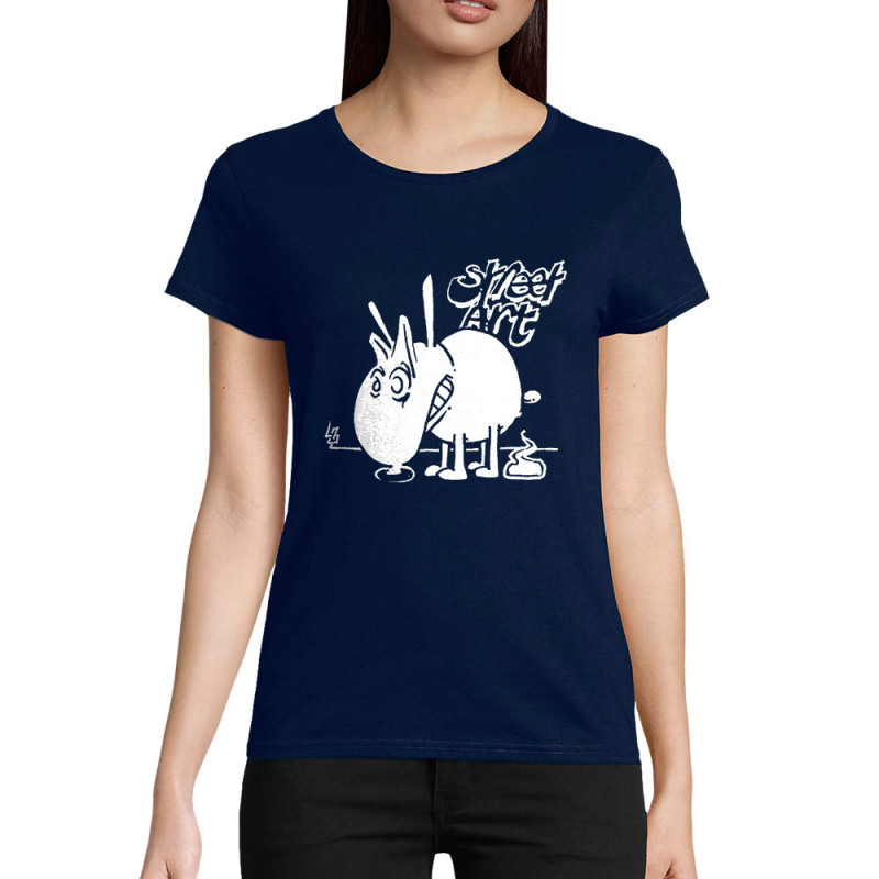 T-shirt femme coton bio bleu marine Street Art (Laul,Animaux,Humour)