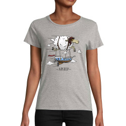 T-shirt femme coton bio gris chiné Airsheep (Mr Mouton,Animaux)