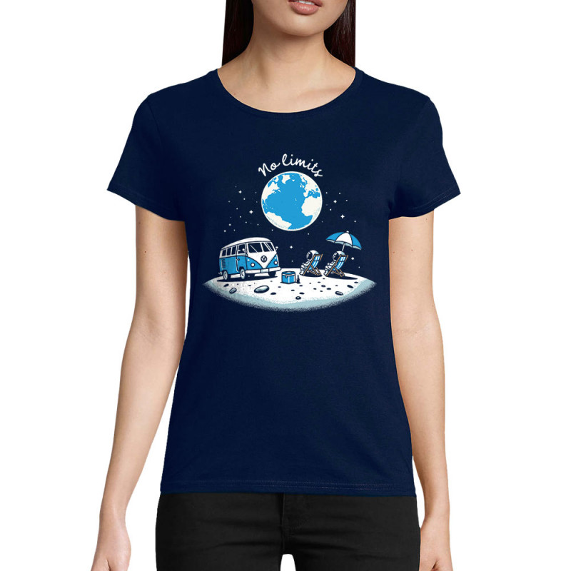 T-shirt femme coton bio bleu marine No Limit (Ted Boundy,Humour)