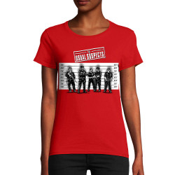 T-shirt femme coton bio rouge Usual Suspects Police (Gondrax,Slogans engagés,Détournements)