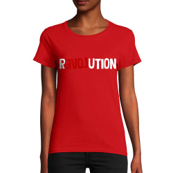 T-shirt femme coton bio rouge Revolution Love (Andy,Slogans engagés)