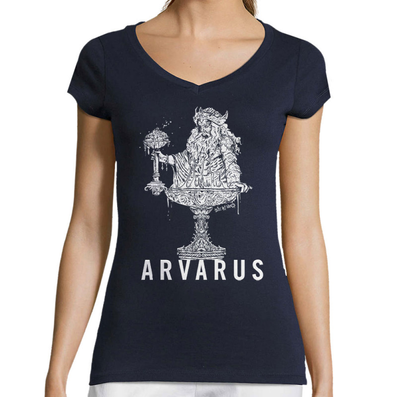 T-shirt femme col V bleu marine Arvarus American Pale Ale (Arvarus,Alcool)