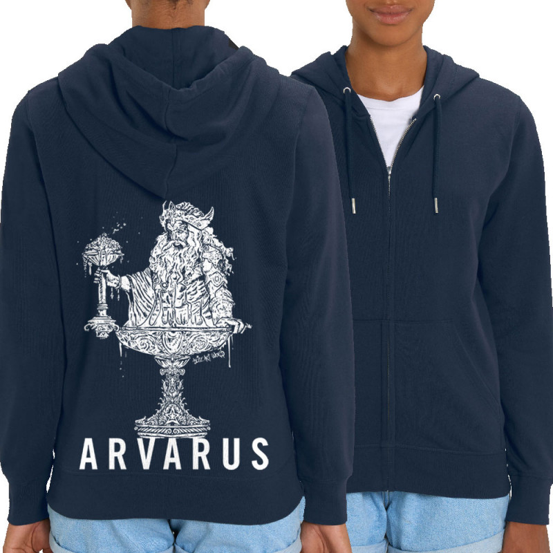 Sweat femme zippé à capuche coton bio bleu marine Arvarus American Pale Ale (Arvarus,Alcool)