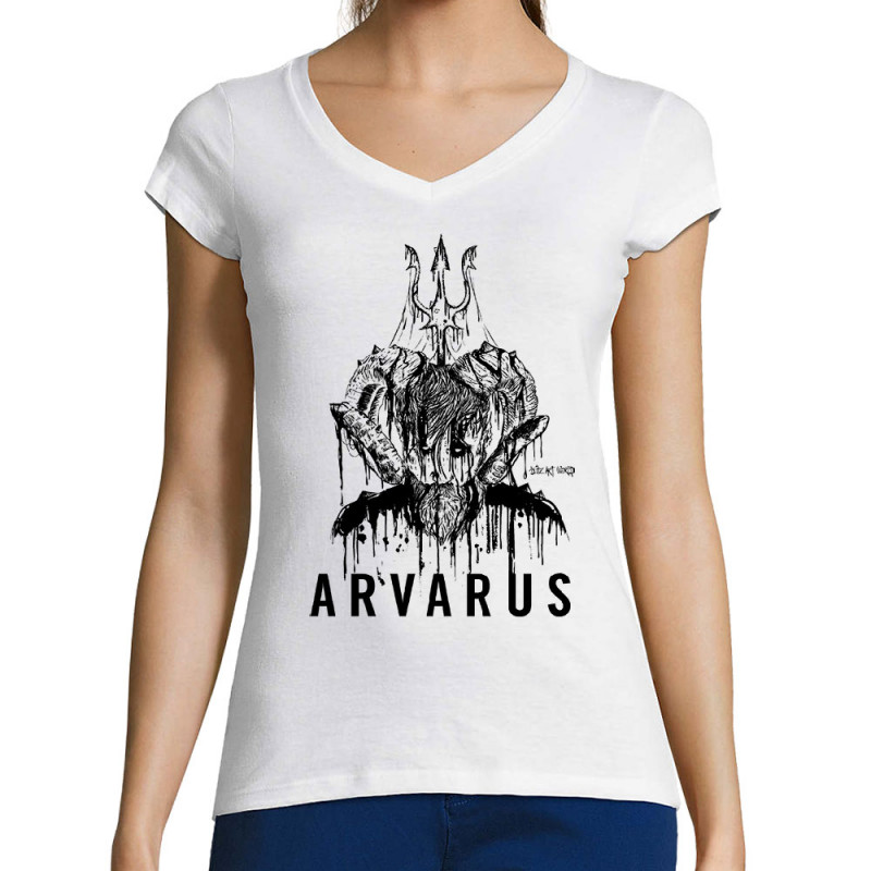 T-shirt femme col V blanc Arvarus Export Stout (Arvarus,Alcool)