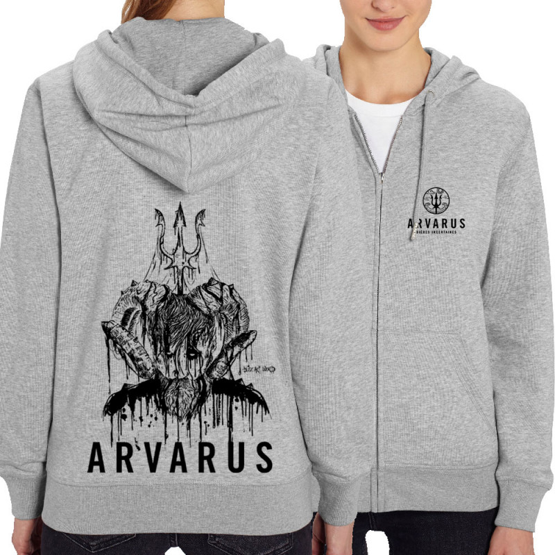 Sweat femme zippé à capuche coton bio gris chiné Arvarus Export Stout (Arvarus,Alcool)