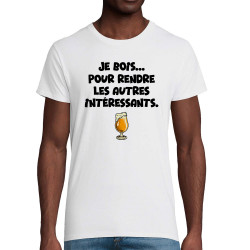 T-shirt homme coton bio blanc Les autres intéressants (Gondrax,Alcool,Slogans Débiles)